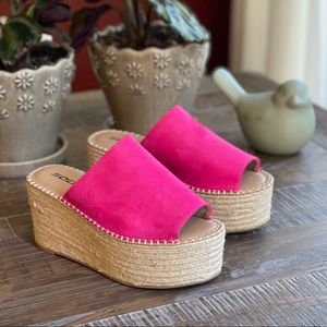 🌺 NEW Soda Pink Wedge Slide Woven Platform Sandal 🌺 SIZE 7